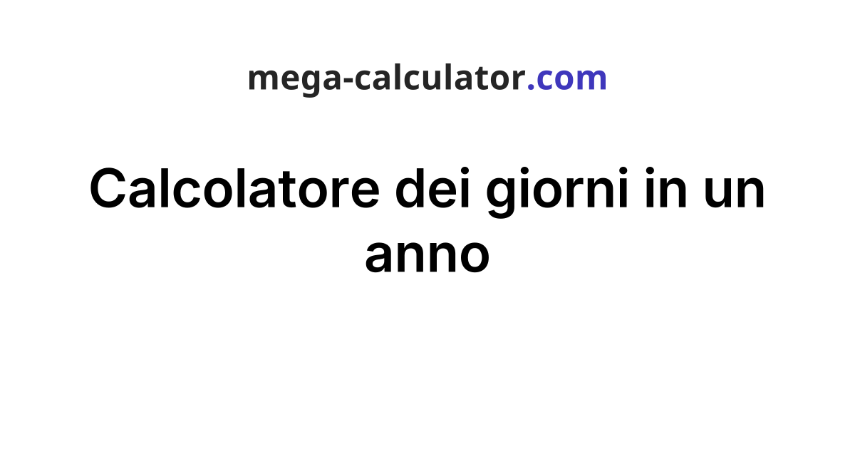 Calcolatore dei giorni in un anno